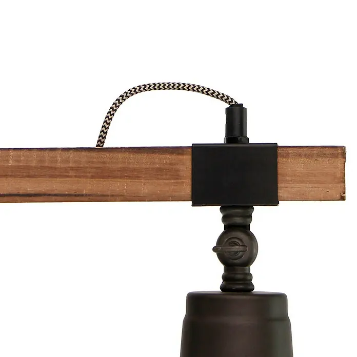 Wandleuchte - 40 W, Schwarz Stahl/Holz, E27 - Detailaufnahme