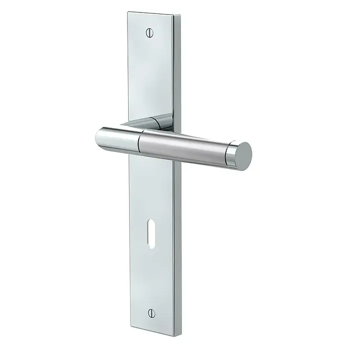 Diamond Doors Creative Zimmertürgarnitur Louisiana - Türstärke: 40 mm - 45 mm, Buntbart BB, Edelstahl, L-Form - Diagonale Ansicht