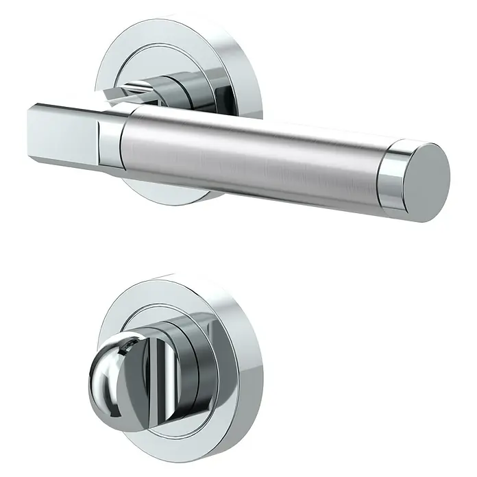Diamond Doors Creative Zimmertürgarnitur WC Maine - Türstärke: 40 mm - 45 mm, Schlitzkopf/Olive SK/OL, Edelstahl, L-Form - Diagonale Ansicht