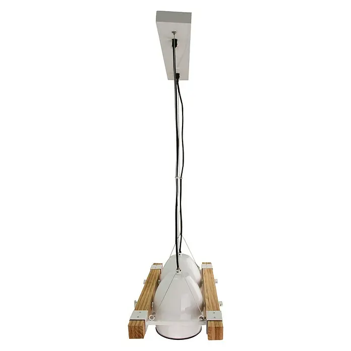 Pendelleuchte - 40 W, Weiß/Holz, E27 - Diagonale Ansicht