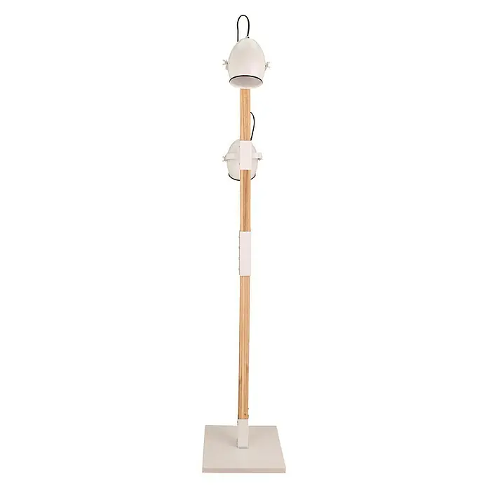 Stehleuchte - 40 W, Höhe: 140 cm, Weiß/Holz, E27 - Vorderansicht