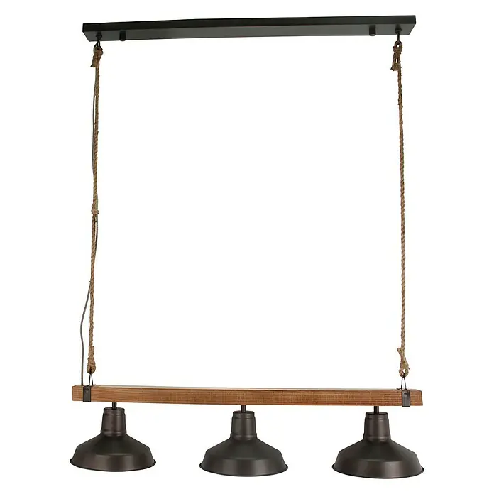 Pendelleuchte - 40 W, Stahl-schwarz/Holz, E27 - Vorderansicht