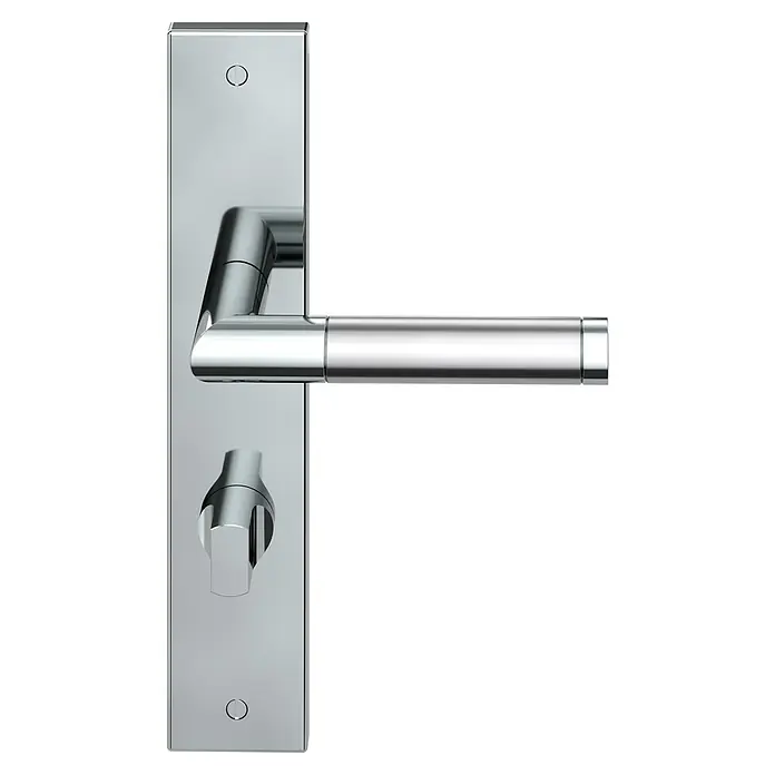 Diamond Doors Creative Zimmertürgarnitur WC Louisiana - Türstärke: 40 mm - 45 mm, Schlitzkopf/Olive SK/OL, Edelstahl, L-Form - Vorderansicht
