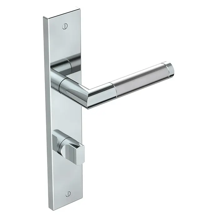 Diamond Doors Creative Zimmertürgarnitur WC Louisiana - Türstärke: 40 mm - 45 mm, Schlitzkopf/Olive SK/OL, Edelstahl, L-Form - Diagonale Ansicht