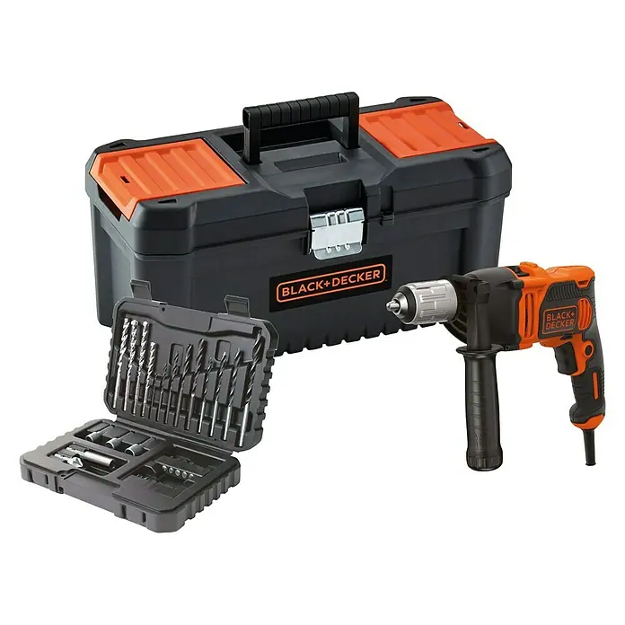Black+Decker Schlagbohrmaschine BEH850K-QS - 850 W, 0 U/min - 3.100 U/min - Diagonale Ansicht