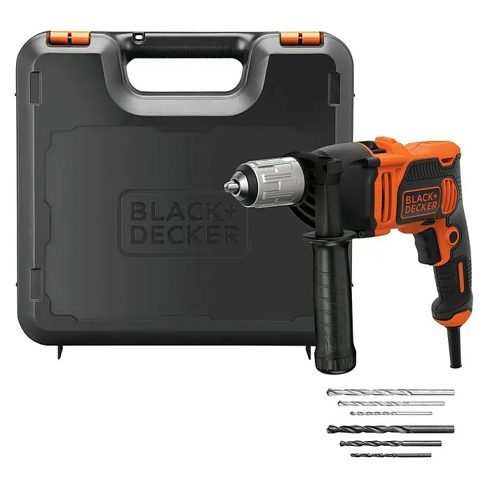 Black+Decker Schlagbohrmaschine BEH850K-QS - 850 W, 0 U/min - 3.100 U/min - Diagonale Ansicht