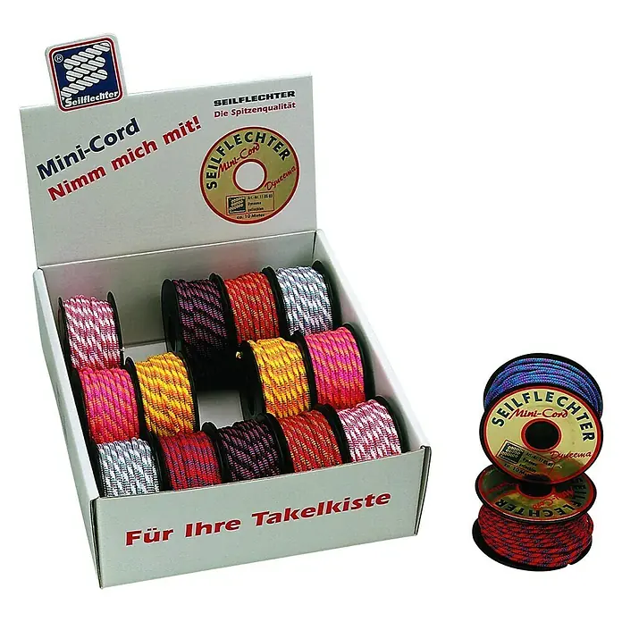 Seilflechter Cabo de amarre Mini-Cord - Ø x L: 2 mm x 30 m, Multicolor - Vista angular