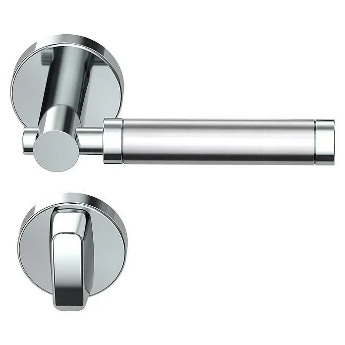 Diamond Doors Creative Zimmertürgarnitur WC Hawaii - Türstärke: 40 mm - 45 mm, Schlitzkopf/Olive SK/OL, Edelstahl, L-Form - Diagonale Ansicht
