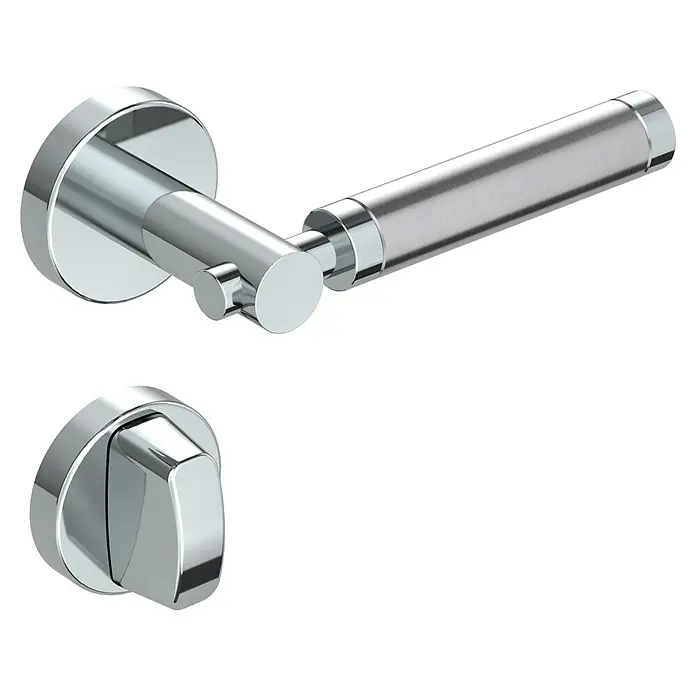 Diamond Doors Creative Zimmertürgarnitur WC Hawaii - Türstärke: 40 mm - 45 mm, Schlitzkopf/Olive SK/OL, Edelstahl, L-Form - Diagonale Ansicht