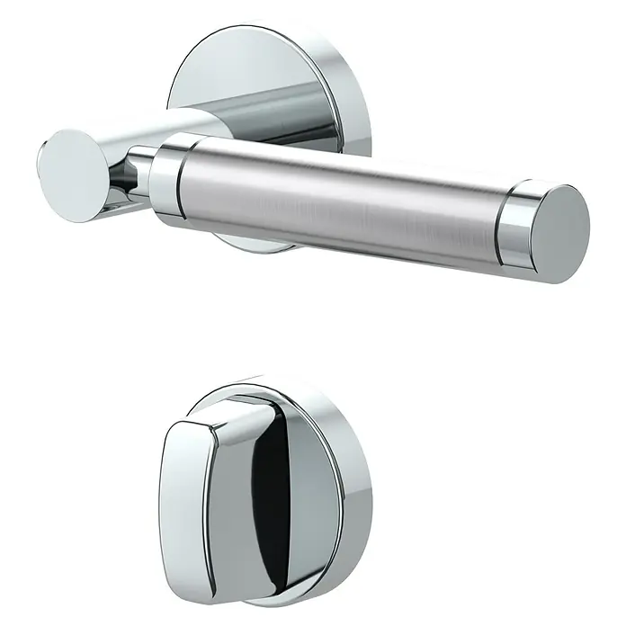 Diamond Doors Creative Zimmertürgarnitur WC Hawaii - Türstärke: 40 mm - 45 mm, Schlitzkopf/Olive SK/OL, Edelstahl, L-Form - Diagonale Ansicht