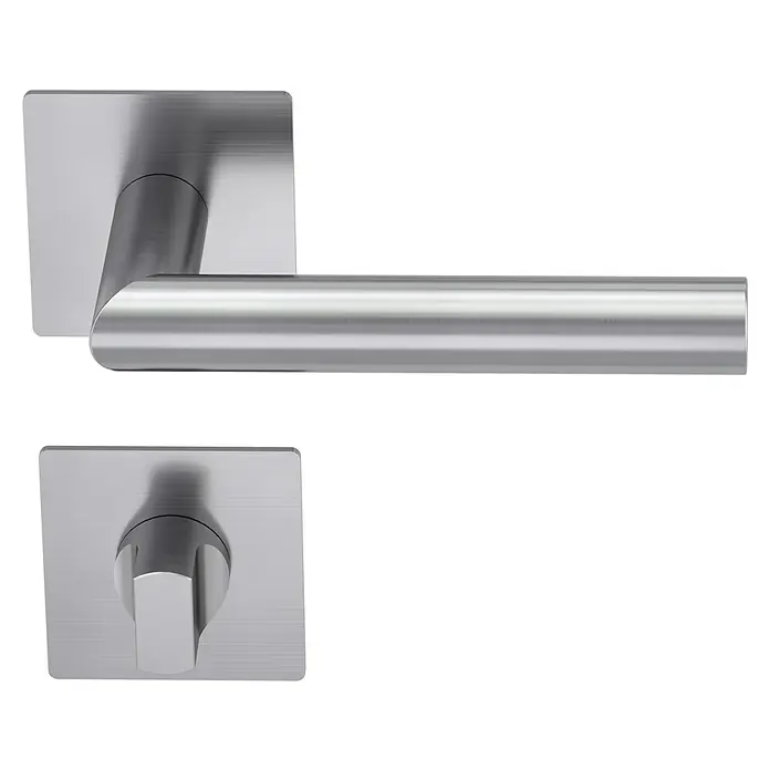 Diamond Doors Design Zimmertürgarnitur WC Illinois - Türstärke: 40 mm - 45 mm, Schlitzkopf/Olive SK/OL, Edelstahl, L-Form - Diagonale Ansicht