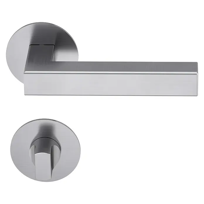 Diamond Doors Design Zimmertürgarnitur WC Pennsylvania - Türstärke: 40 mm - 45 mm, Schlitzkopf/Olive SK/OL, Edelstahl, L-Form - Diagonale Ansicht