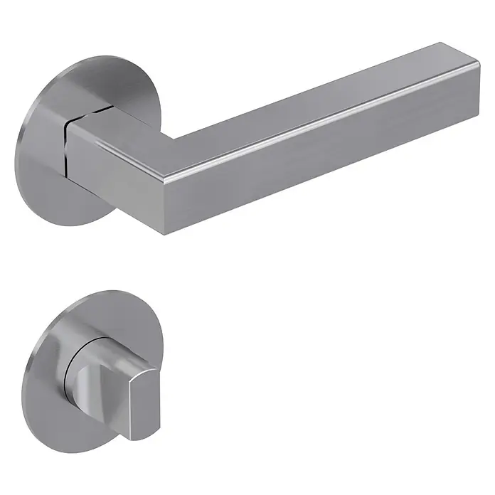Diamond Doors Design Zimmertürgarnitur WC Pennsylvania - Türstärke: 40 mm - 45 mm, Schlitzkopf/Olive SK/OL, Edelstahl, L-Form - Diagonale Ansicht
