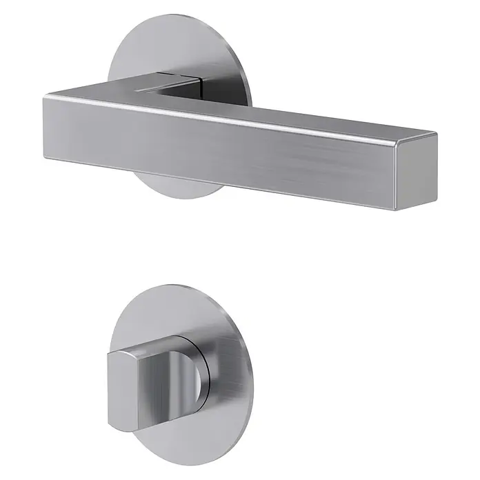 Diamond Doors Design Zimmertürgarnitur WC Pennsylvania - Türstärke: 40 mm - 45 mm, Schlitzkopf/Olive SK/OL, Edelstahl, L-Form - Diagonale Ansicht
