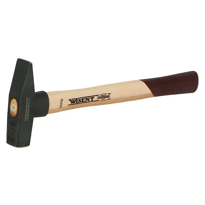 Wisent Schlosserhammer - 300 g, Holz Hickory - Diagonale Ansicht