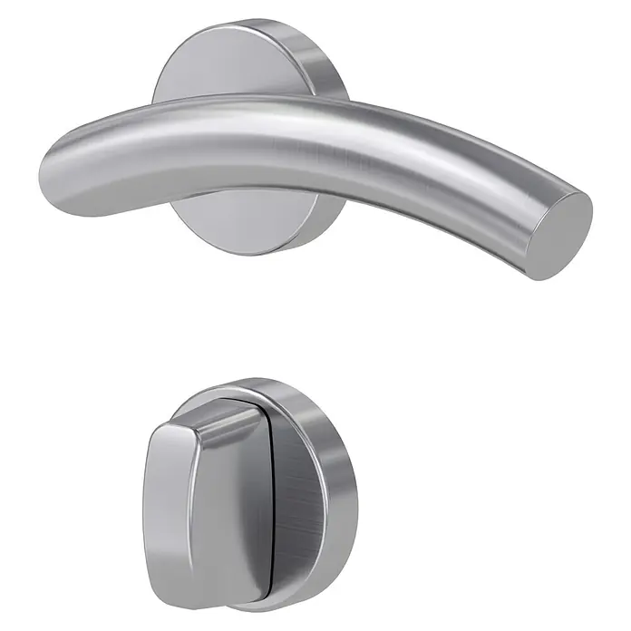 Diamond Doors Modern Zimmertürgarnitur WC New Jersey - Türstärke: 40 mm - 45 mm, Schlitzkopf/Olive SK/OL, Edelstahl, L-Form - Diagonale Ansicht