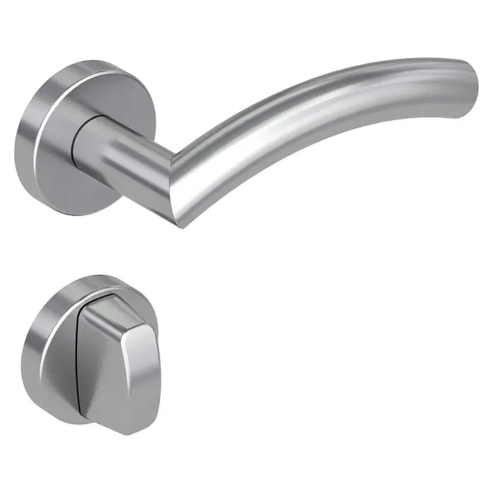 Diamond Doors Modern Zimmertürgarnitur WC New Jersey - Türstärke: 40 mm - 45 mm, Schlitzkopf/Olive SK/OL, Edelstahl, L-Form - Diagonale Ansicht