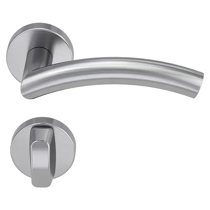Diamond Doors Modern Zimmertürgarnitur WC New Jersey - Türstärke: 40 mm - 45 mm, Schlitzkopf/Olive SK/OL, Edelstahl, L-Form - Diagonale Ansicht