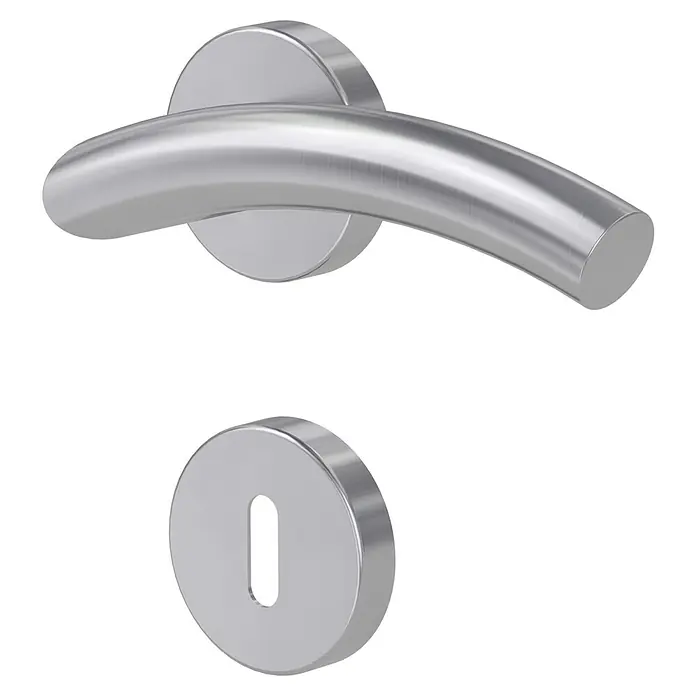 Diamond Doors Modern Zimmertürgarnitur New Jersey - Türstärke: 40 mm - 45 mm, Buntbart BB, Edelstahl, L-Form - Diagonale Ansicht