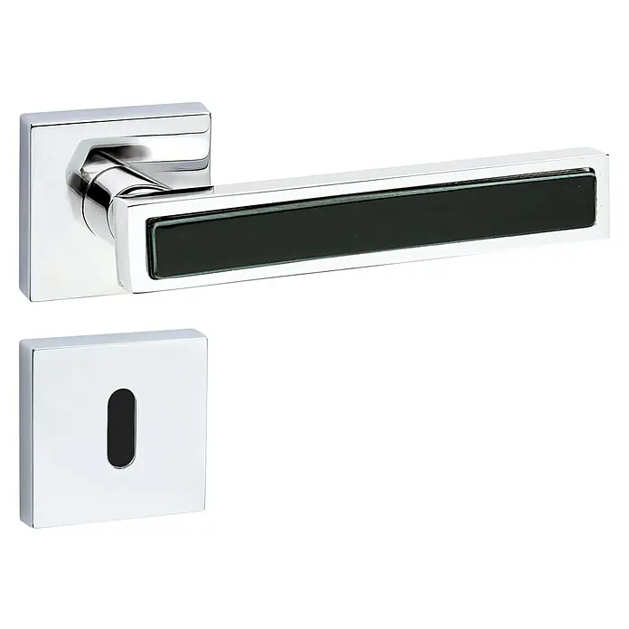 Diamond Doors Zimmertürgarnitur Tyler Black - Türstärke: 40 mm - 45 mm, Buntbart BB, Chrom - Vorderansicht