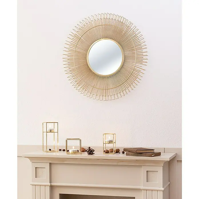 Spiegel - Durchmesser: 67 cm, Gold, Metall - Stimmungsaufnahme