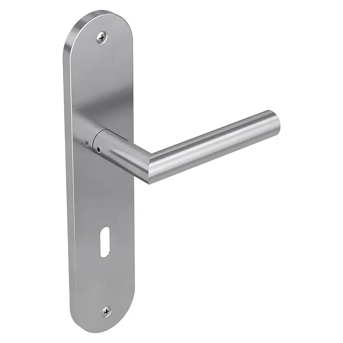 Diamond Doors Modern Zimmertürgarnitur Alaska - Edelstahl, Matt, Türstärke: 40 mm - 45 mm, Langschild, Buntbart BB - Diagonale Ansicht