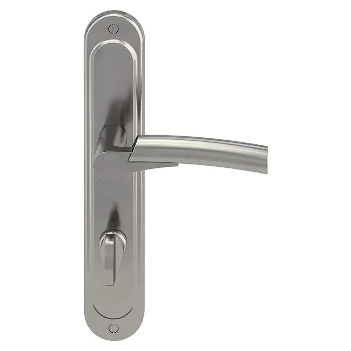 Diamond Doors Zimmertürgarnitur Venus - Nickel, Satiniert, Türstärke: 40 mm - 45 mm, Langschild, Schlitzkopf/Olive SK/OL - Diagonale Ansicht