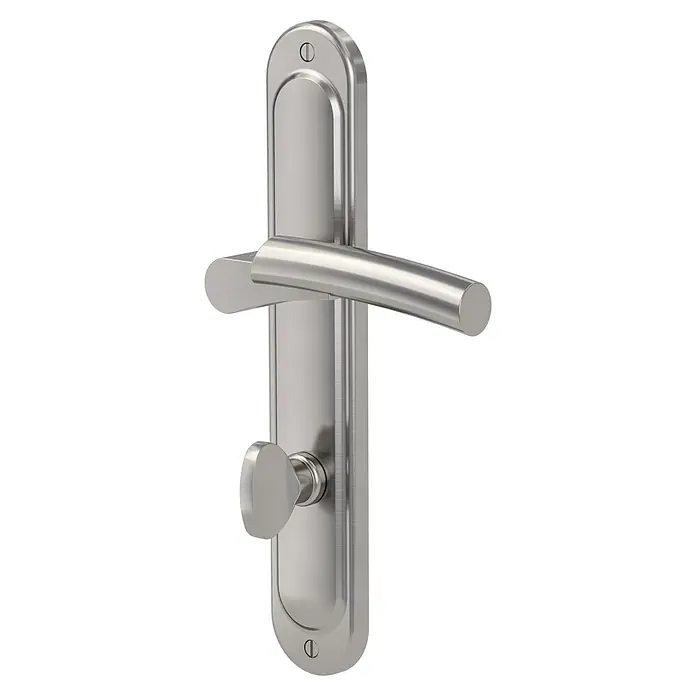 Diamond Doors Zimmertürgarnitur Venus - Nickel, Satiniert, Türstärke: 40 mm - 45 mm, Langschild, Schlitzkopf/Olive SK/OL - Diagonale Ansicht