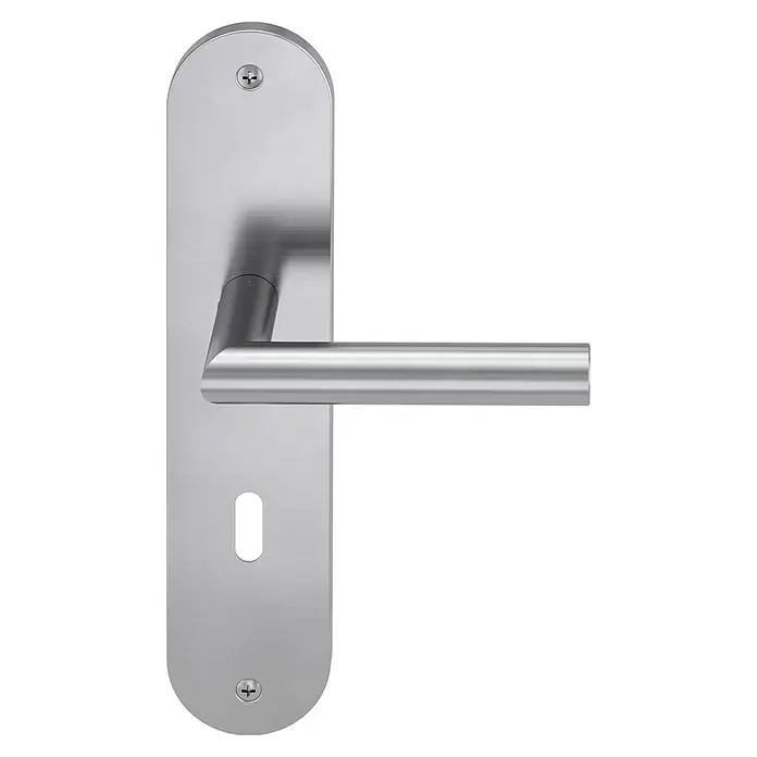 Diamond Doors Modern Zimmertürgarnitur Alaska - Edelstahl, Matt, Türstärke: 40 mm - 45 mm, Langschild, Buntbart BB - Diagonale Ansicht