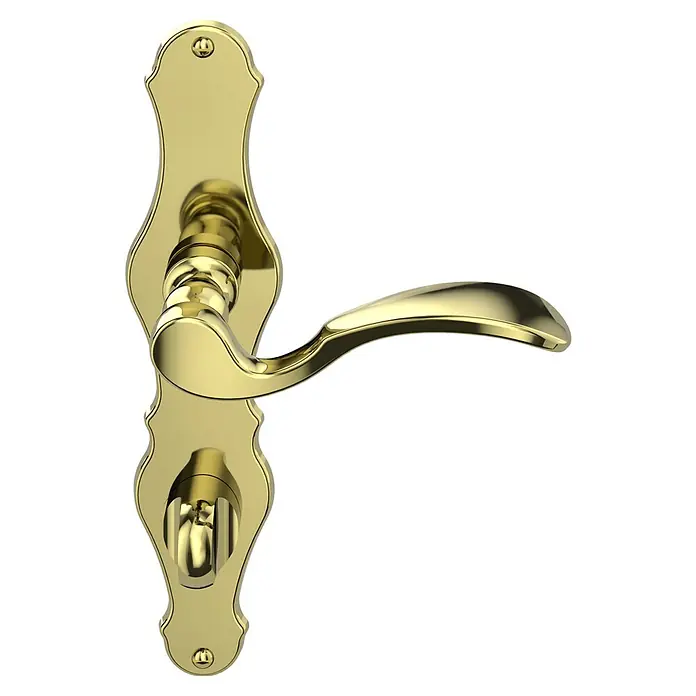 Diamond Doors Classic Zimmertürgarnitur WC Nevada - Messing, Poliert, Türstärke: 40 mm - 45 mm, Langschild, Schlitzkopf/Olive SK/OL - Vorderansicht