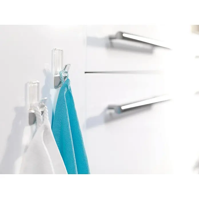 Tesa Powerstrips Selbstklebehaken - Rechteckig, Größe: L, Transparent/Chrom, 2 Stk. - Stimmungsaufnahme
