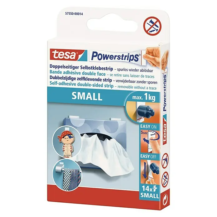 Tesa Powerstrips Selbstklebestrip Small - 14 Stk. - Diagonale Ansicht