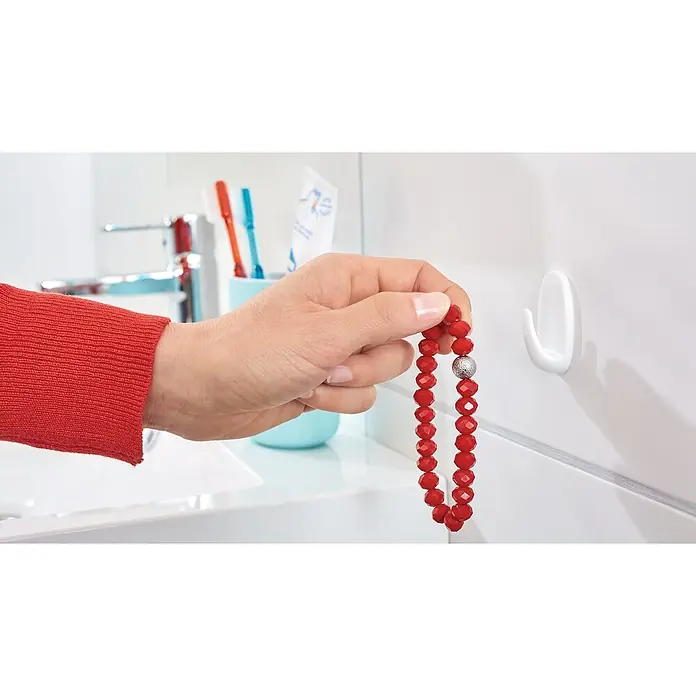 Tesa Powerstrips Selbstklebehaken - Oval, Größe: S, Chrom, 3 Stk. - Anwendungsbeispiel