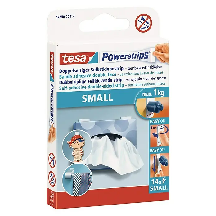 Tesa Powerstrips Selbstklebestrip Small - 14 Stk. - Diagonale Ansicht