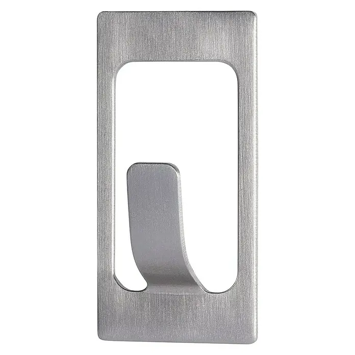 Tesa Powerstrips Selbstklebehaken - Rechteckig, Größe: S, Edelstahl/Weiß, 2 Stk. - Vorderansicht