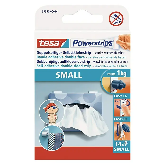 Tesa Powerstrips Selbstklebestrip Small - 14 Stk. - Vorderansicht