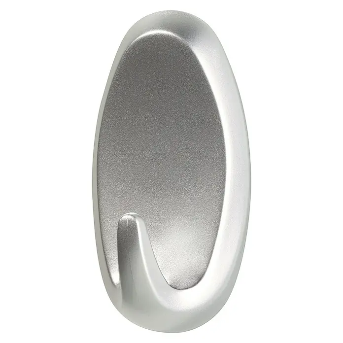 Tesa Powerstrips Selbstklebehaken - Oval, Größe: L, Chrom matt, 2 Stk. - Diagonale Ansicht