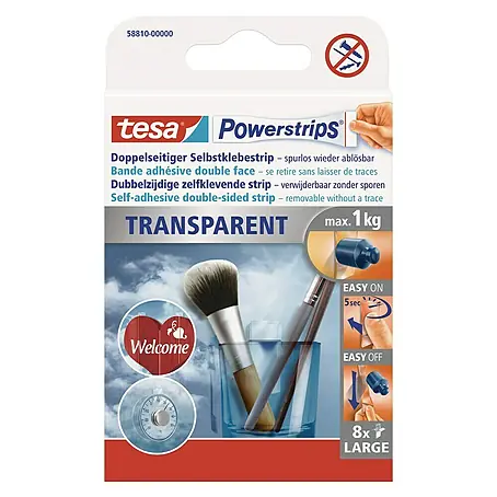 Tesa Powerstrips Selbstklebestrip Transparent Large