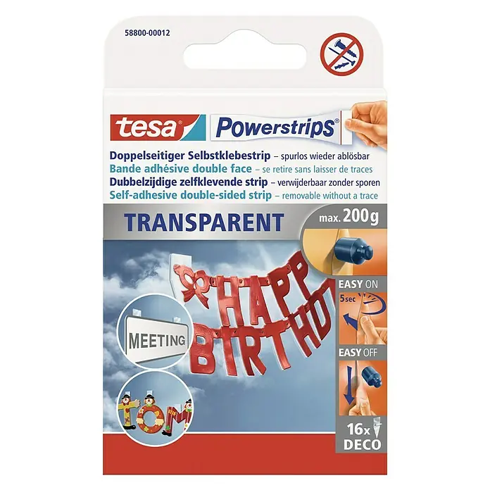 Tesa Powerstrips Selbstklebestrip DECO - 16 Stk. - Vorderansicht