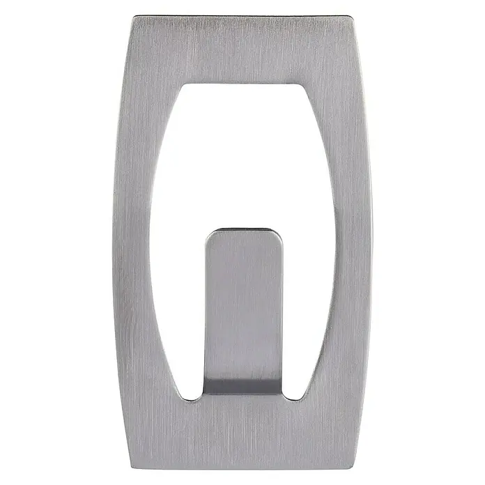 Tesa Powerstrips Selbstklebehaken - Oval, Größe: S, Edelstahl/Weiß, 2 Stk. - Vorderansicht