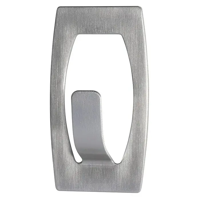 Tesa Powerstrips Selbstklebehaken - Oval, Größe: S, Edelstahl/Weiß, 2 Stk. - Diagonale Ansicht