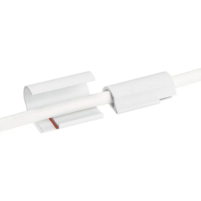 Tesa Powerstrips Kabel-Clip - Weiß, 5 Stk. - Diagonale Ansicht