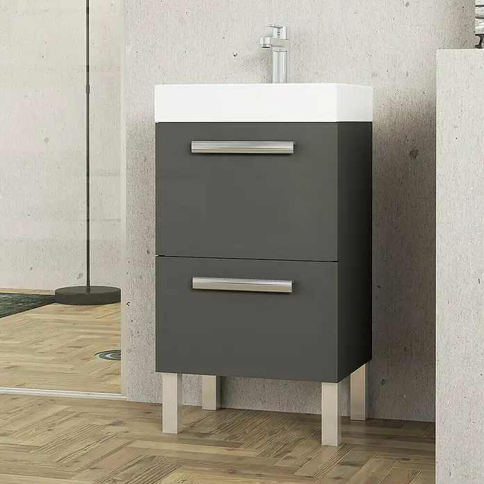 Conjunto de mueble de baño Lidia - 45 cm, 3 piezas, Gris - Foto ambiente