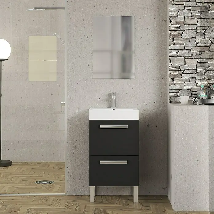 Conjunto de mueble de baño Lidia - 45 cm, 3 piezas, Negro - Foto ambiente