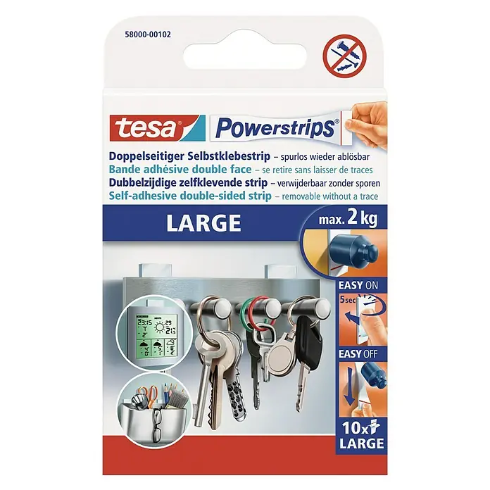 Tesa Powerstrips Selbstklebestrip Large - 10 Stk. - Vorderansicht