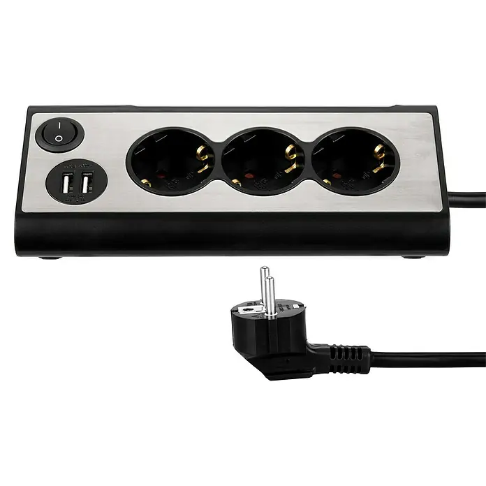 REV Steckdosenleiste Light Socket - Silber, 0,5 W, 20 x 10,5 x 3,5 cm, Beleuchtung - Detailaufnahme