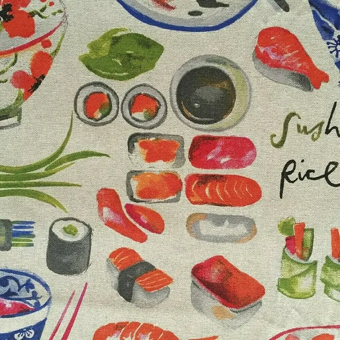 Mantel para mesa a metros Sushi - Ancho: 140 cm, Multicolor - Primer plano
