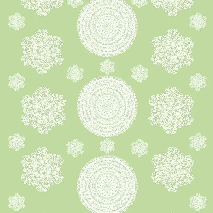 Mantel para mesa a metros Premium Digital Mandala - Ancho: 137 cm, Verde - Primer plano