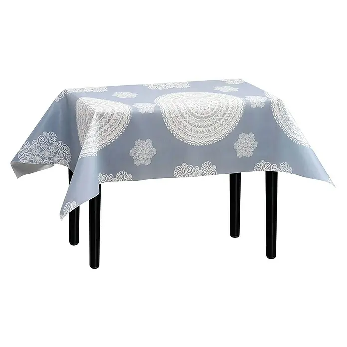 Mantel para mesa a metros Premium Digital Mandala - Ancho: 137 cm, Gris - Vista angular