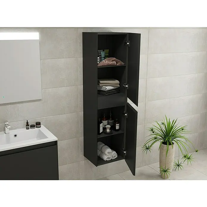 Allibert Hoge kast Fangorin - 40 x 35 x 150 cm, Mat Zwart - Sfeeropname